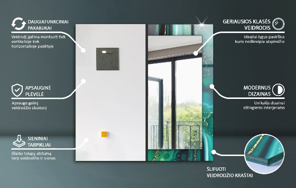 Wall mirror decor Abstract marble with veins