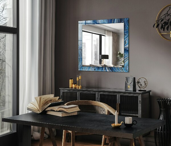 Mirror frame with print Blue abstract pattern