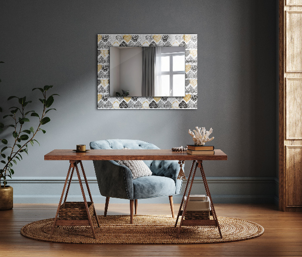 Mirror frame with print Coloured hearts