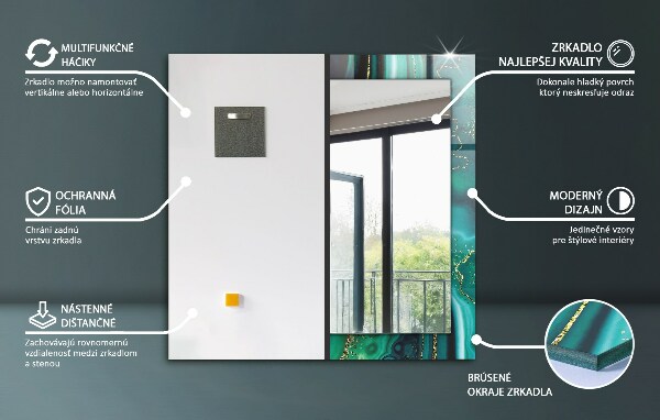 Decorative mirror Blue ornamental motif