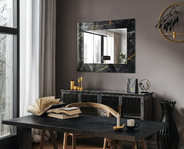 Decorative mirror Black marble veins