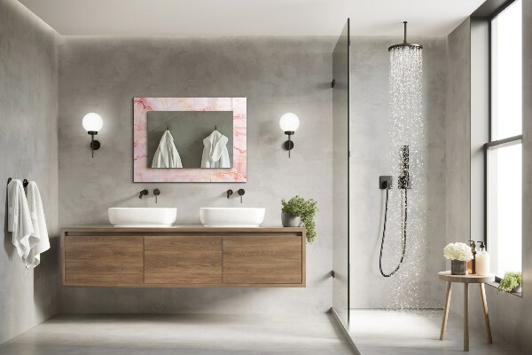 Wall mirror decor Pink marble pattern
