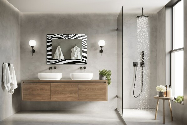 Printed mirror Black and white waves