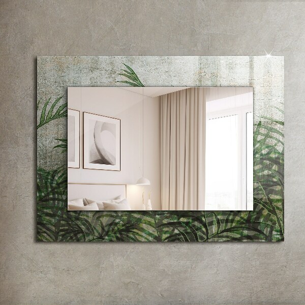 Mirror frame with print Green fern leaves