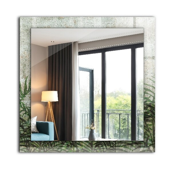 Mirror frame with print Green fern leaves