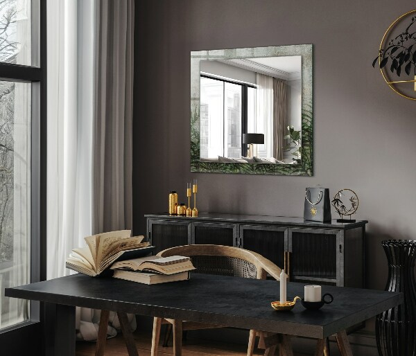 Mirror frame with print Green fern leaves