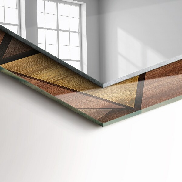 Wall mirror decor Geometric patterns in wood
