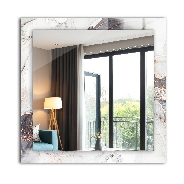 Mirror frame with print Abstract marble art