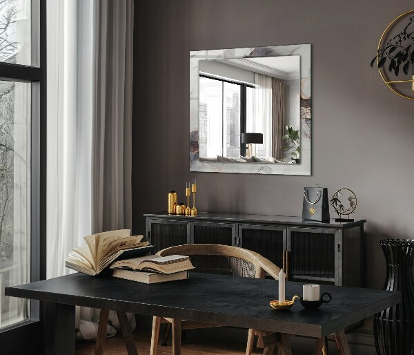 Mirror frame with print Abstract marble art