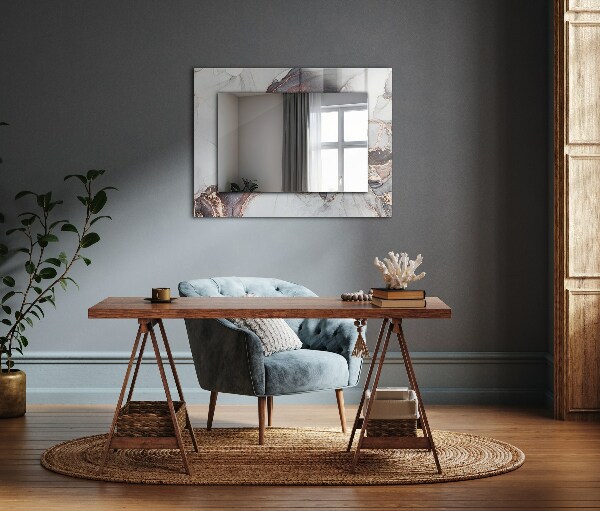 Mirror frame with print Abstract marble art