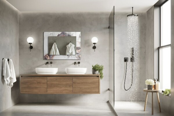 Mirror frame with print Abstract marble art