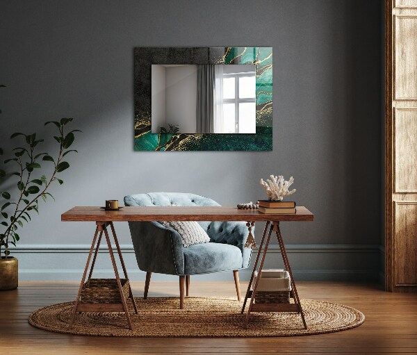 Decorative mirror Green abstract art motifs