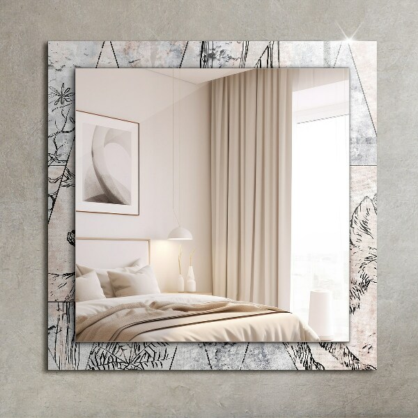 Printed mirror Plants with deer antlers