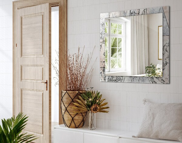 Printed mirror Plants with deer antlers