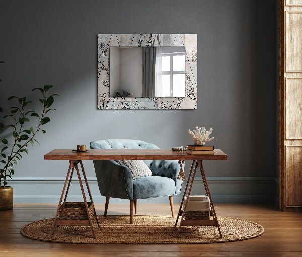 Printed mirror Plants with deer antlers