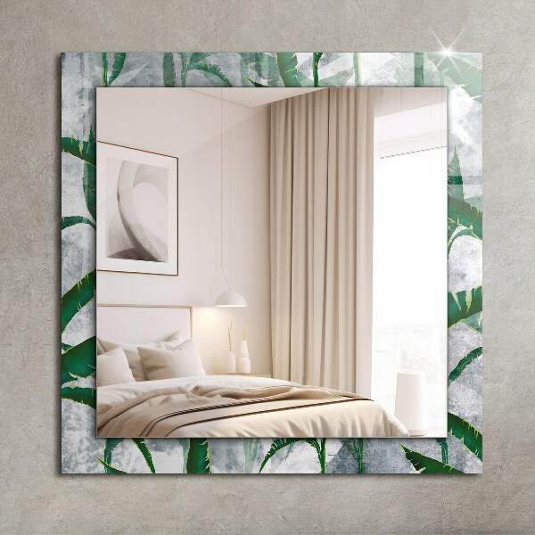 Mirror frame with print Plants with green leaves