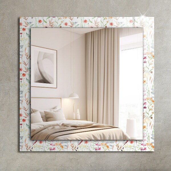 Decorative mirror Flowers with watercolour motifs