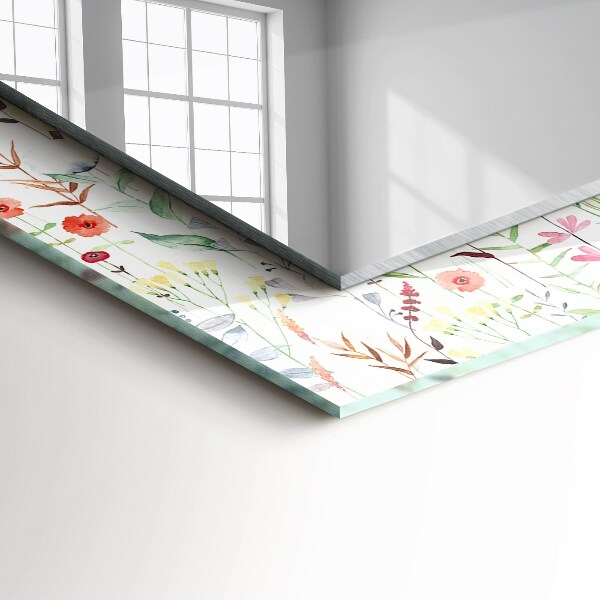 Decorative mirror Flowers with watercolour motifs