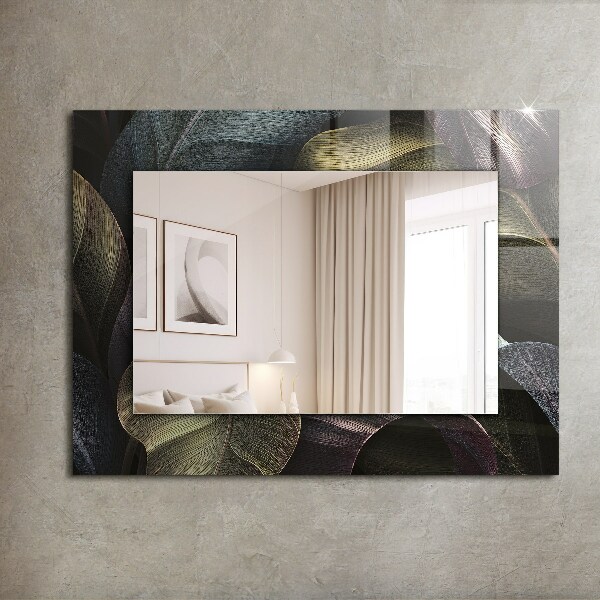 Wall mirror design Coloured plant leaves