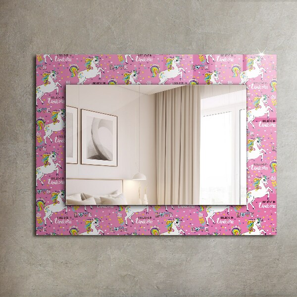 Wall mirror decor Unicorns Rainbow hearts