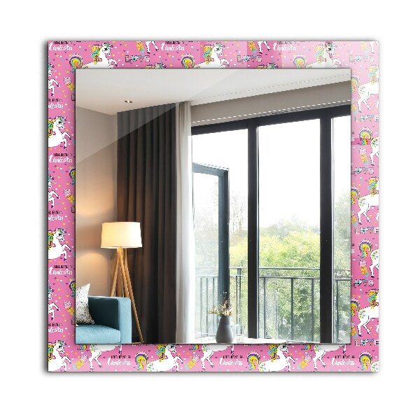 Wall mirror decor Unicorns Rainbow hearts