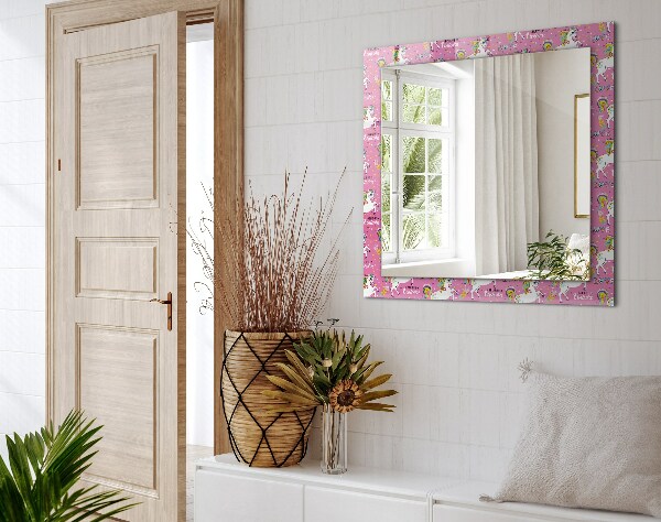 Wall mirror decor Unicorns Rainbow hearts