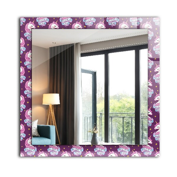 Mirror frame with print Star letters in the shape of a unicorn