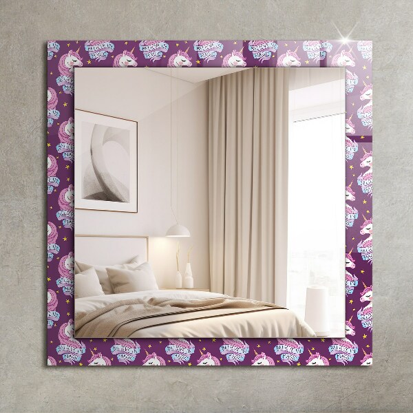 Mirror frame with print Star letters in the shape of a unicorn