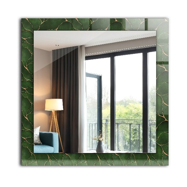 Mirror frame with print Green leaf patterns