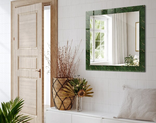 Mirror frame with print Green leaf patterns