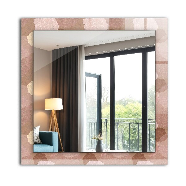 Mirror frame with print Peony flowers