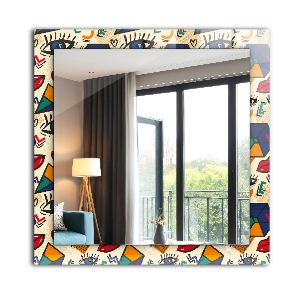 Decorative mirror Eye and mouth shapes