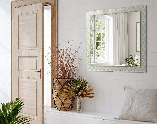 Wall mirror decor Green geometric pattern