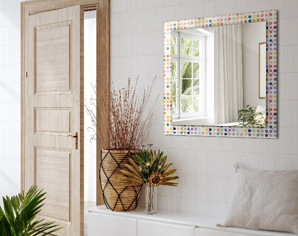 Mirror frame with print Coloured geometric pattern