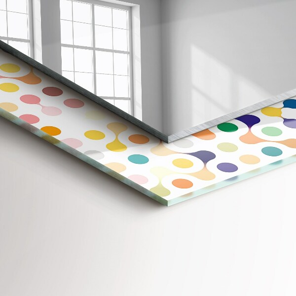 Mirror frame with print Coloured geometric pattern
