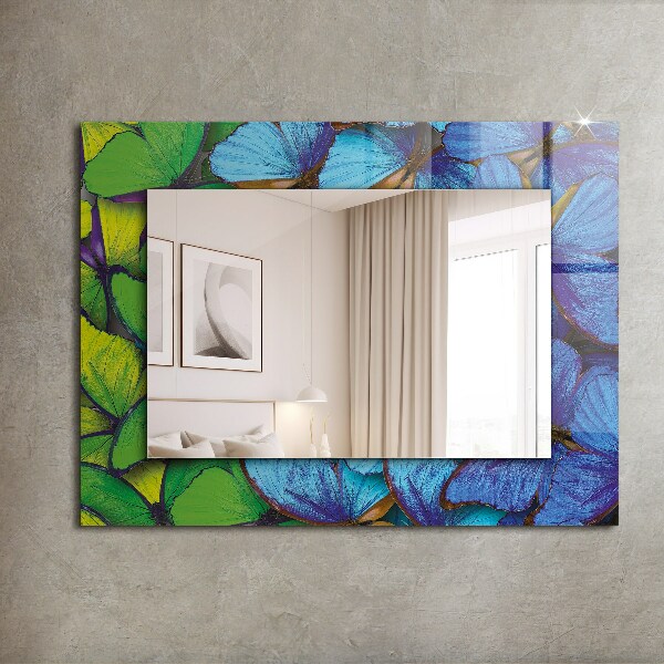 Printed mirror Blue and green butterflies