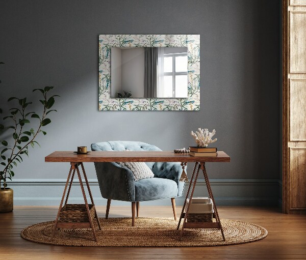 Printed mirror Watercolour floral pattern