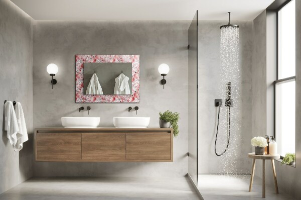 Printed mirror Pink flamingos