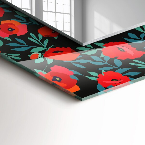 Wall mirror decor Poppy flowers