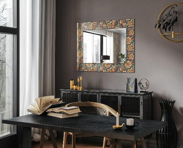 Wall mirror decor Floral pattern on background