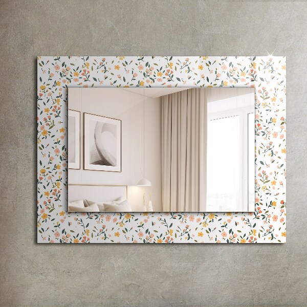Mirror frame with print Floral pattern on a fabric