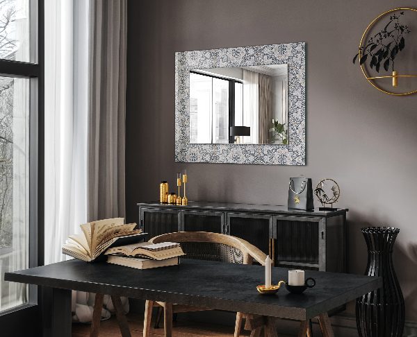 Mirror frame with print Tile motif
