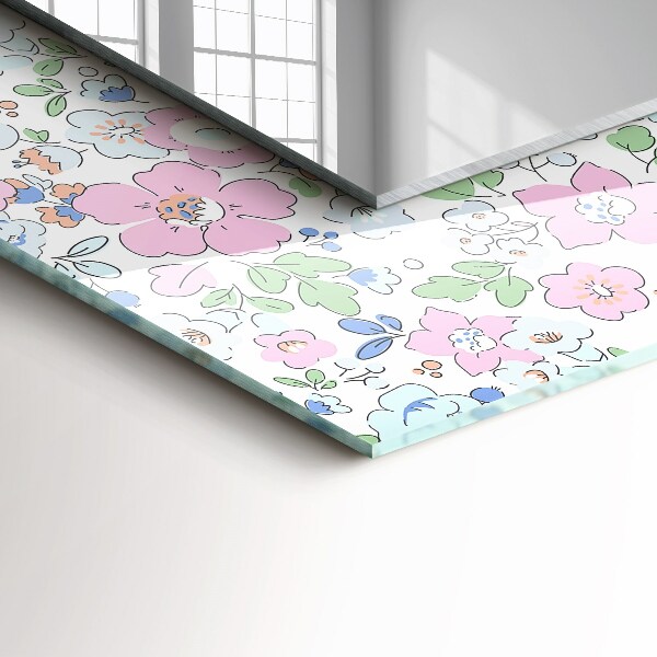 Wall mirror decor Fabric flower pattern