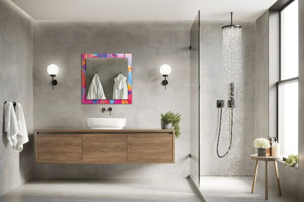 Decorative mirror Coloured geometric motifs