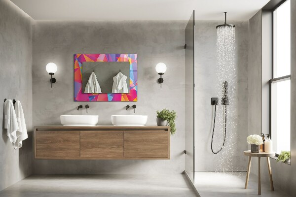 Decorative mirror Coloured geometric motifs