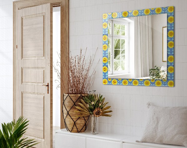 Mirror frame with print Sunflower leaf motifs
