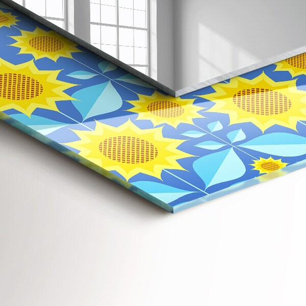 Mirror frame with print Sunflower leaf motifs