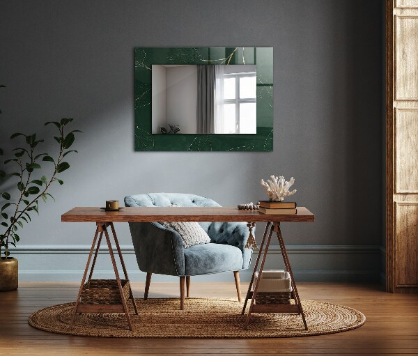 Printed mirror Green and golden leaves