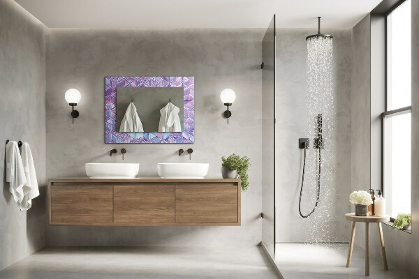 Mirror frame with print Coloured transparent cubes