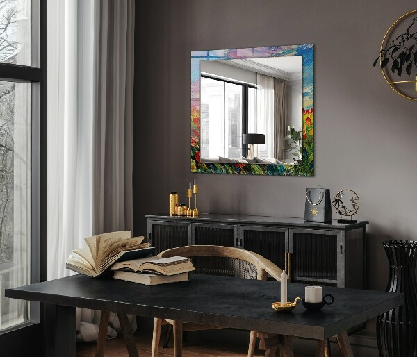 Mirror frame with print Field of tulips